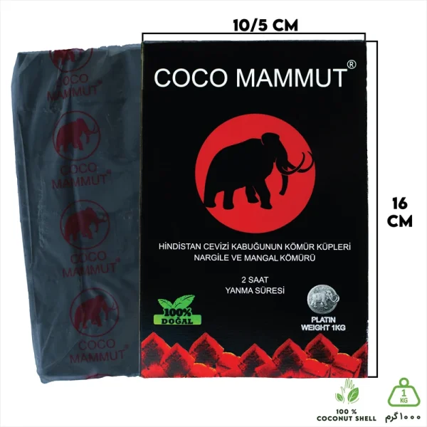 ذغال فشرده کوکو ماموت مدل coconut shell وزن 1 کیلوگرم/250 گرم - Image 5